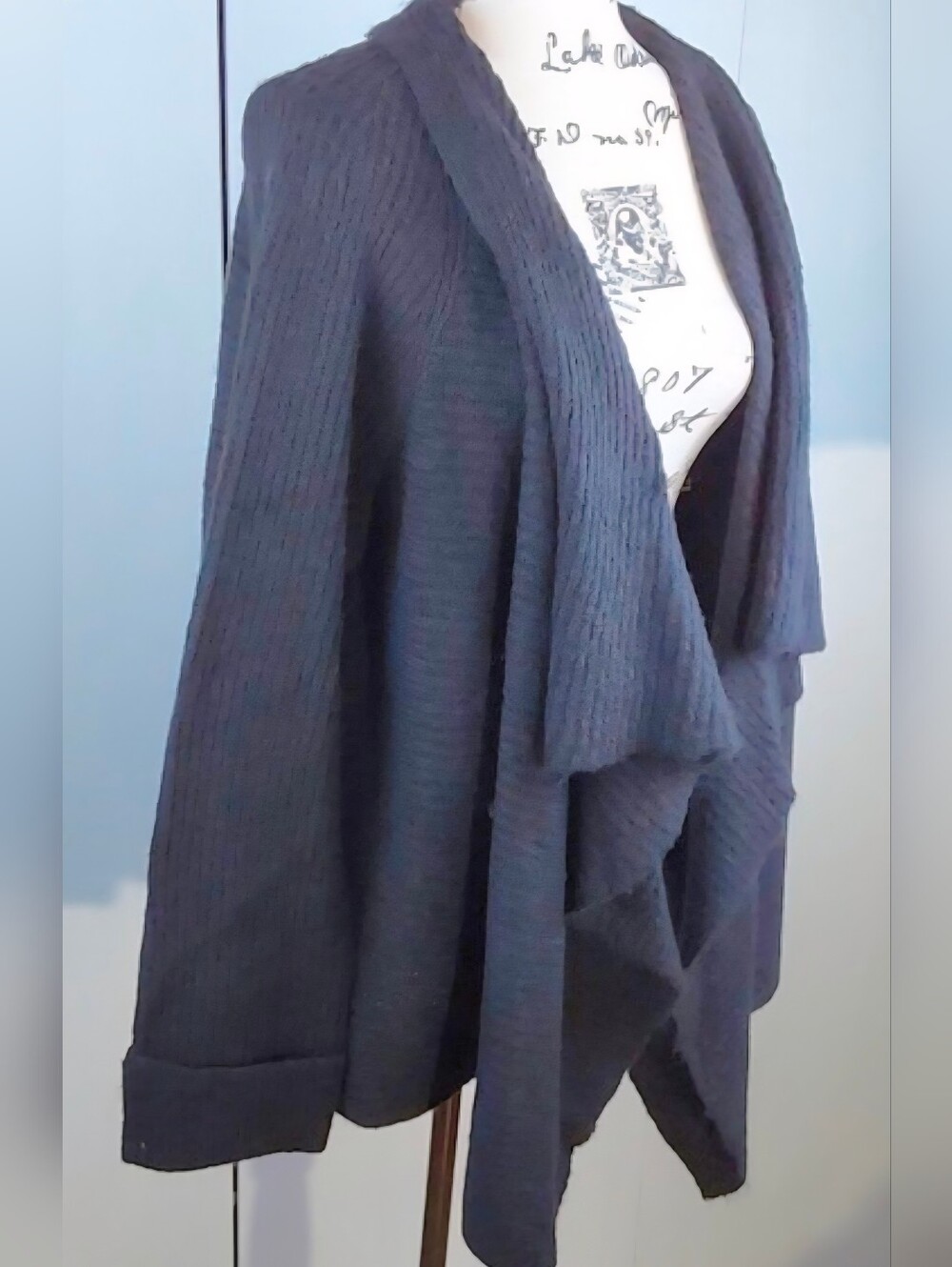 Nine West|Womens Black Super Soft Drapey Open Ribbed Cardigan Career Sz.XXL